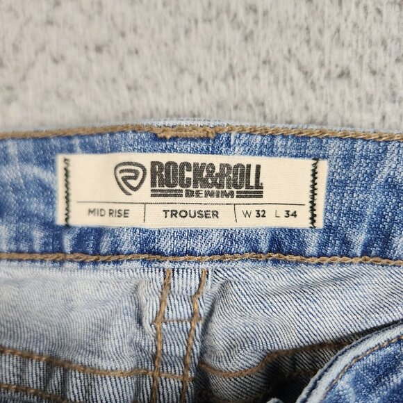 ROCK & ROLL Cowgirl Jeans Womens 32 Curvy Trouser Mid Flared Leg Bell Western - Picture 10 of 14